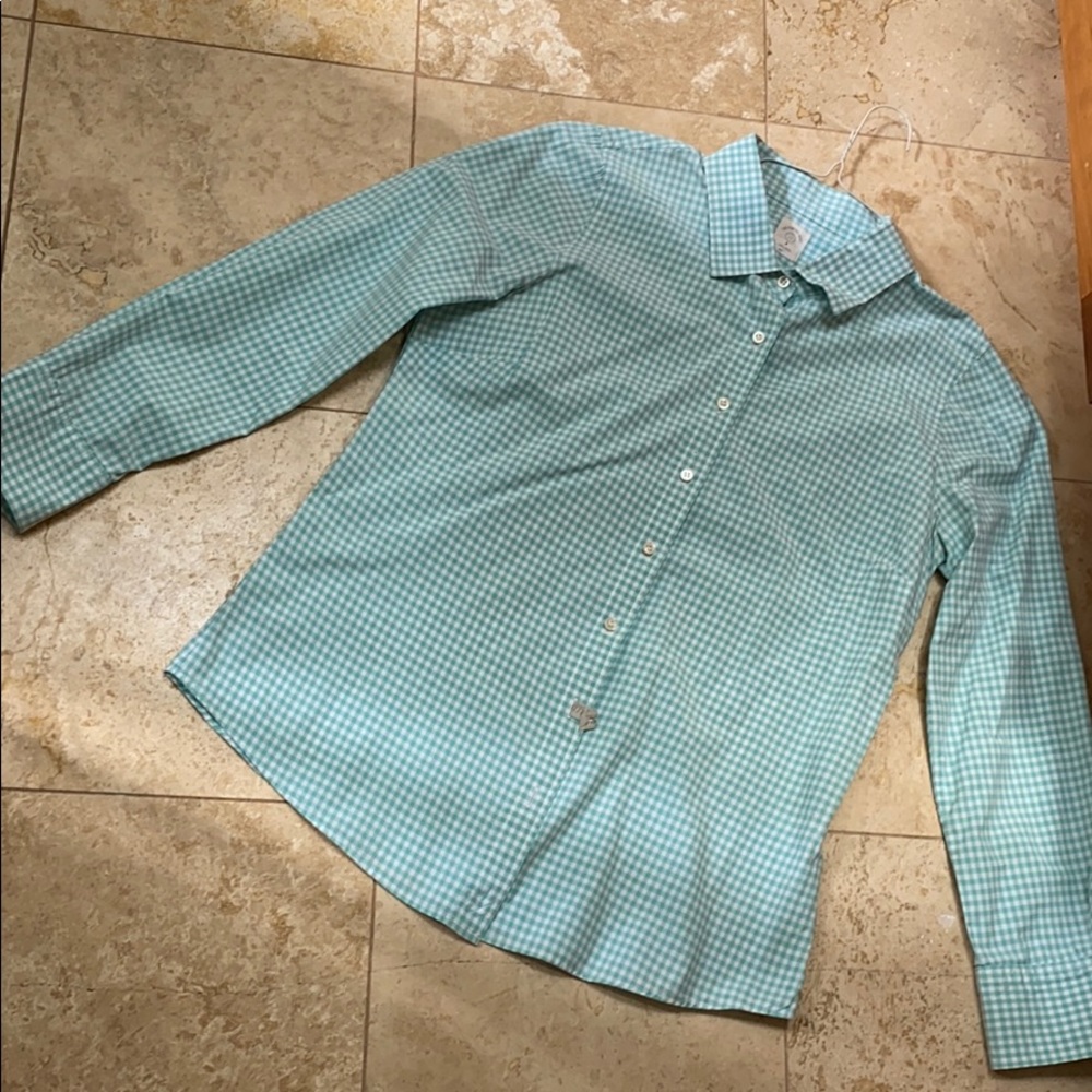 J.Crew Mint Gingham Top. Size 8 - Picture 2 of 4